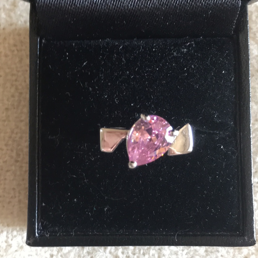 Sterling silver and pink topaz ring